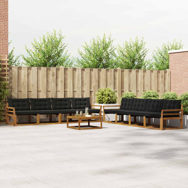 vidaXL Ensemble de canap&eacute;s d'ext&eacute;rieur 9 pcs Naturel et Noir