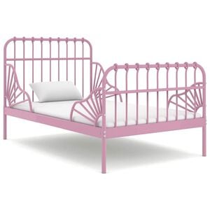 vidaXL Cadre de lit extensible sans matelas rose m&eacute;tal 80x130/200 cm
