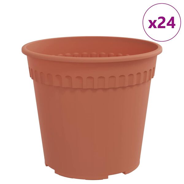 vidaXL Pot &agrave; fleurs rond 24 pcs Rouge brique &Oslash; 17 x 14 cm Plastique