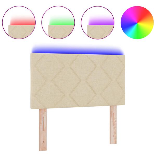 vidaXL T&ecirc;te de lit avec des lumi&egrave;res &agrave; LED R&eacute;glable Cr&egrave;me 80 cm tissu