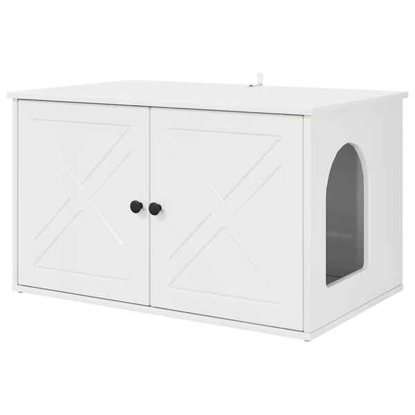 vidaXL Maison pour chat Blanc Brillant 85 x 55 x 50 cm