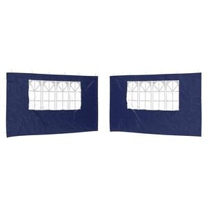 vidaXL Mur de tente de f&ecirc;te 2 pi&egrave;ces 400 x 195 cm Bleu PE et acier