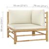 vidaXL Salon de jardin 3 pcs avec coussins blanc crème bambou