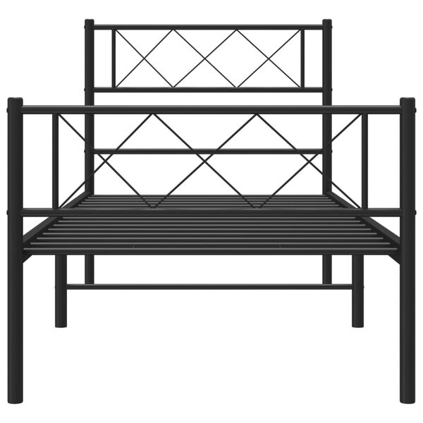 vidaXL Cadre de lit m&eacute;tal sans matelas avec pied de lit noir 90x200 cm