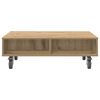 vidaXL Table d'appoint avec roues Ch&ecirc;ne artisanal 90 x 50 x 30 cm