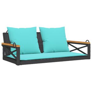 vidaXL Balancelle avec coussins noir 109x62x40 cm r&eacute;sine tress&eacute;e