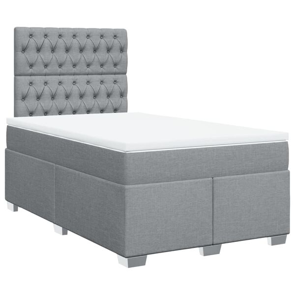 vidaXL Sommier &agrave; lattes de lit avec matelas Gris clair 120x200cm Tissu