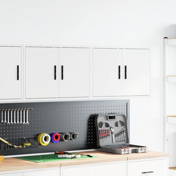 vidaXL Armoires murales de garage 2 pcs blanc bois d'ing&eacute;nierie