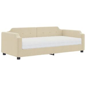 vidaXL Lit de jour avec matelas cr&egrave;me 80x200 cm tissu