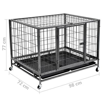 vidaXL Cage robuste avec roues pour chiens Acier 98x72x77 cm