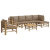 vidaXL Salon de jardin 7 pcs avec coussins taupe bambou
