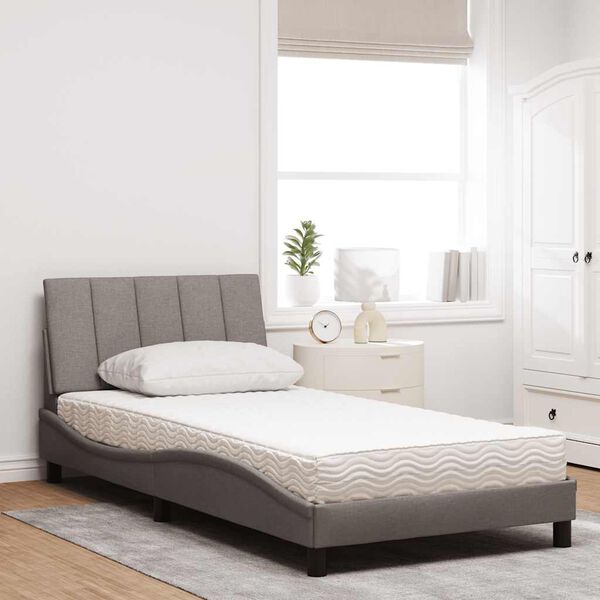 vidaXL Lit avec matelas Hanko taupe 100x200 cm tissu
