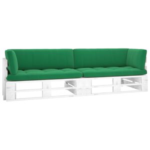 vidaXL Canap&eacute; palette 2 places avec coussins Pin impr&eacute;gn&eacute; de blanc