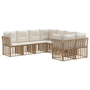 vidaXL Ensemble de canap&eacute;s d'ext&eacute;rieur 8 pc Blanc Naturel et Cr&egrave;me