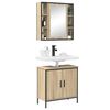 vidaXL Ensemble de mobilier de salle de bain avec &eacute;tag&egrave;re 2 pcs Marron