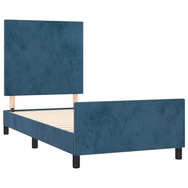 vidaXL Cadre de lit sans matelas bleu fonc&eacute; 100x200 cm velours