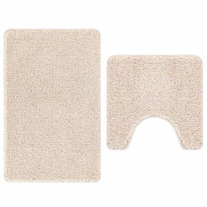 vidaXL Ensemble de tapis de bain antid&eacute;rapants 2 pcs Cr&egrave;me PP