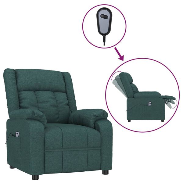 vidaXL Fauteuil inclinable &eacute;lectrique Vert fonc&eacute; Tissu