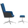 vidaXL Chaise de relaxation avec tabouret Bleu Velours et PVC