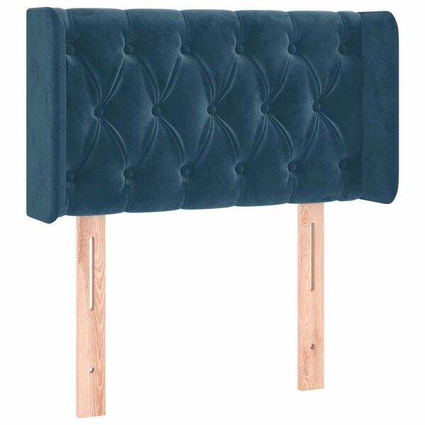 vidaXL T&ecirc;te de lit avec oreilles Bleu Fonc&eacute; 83x16x78/88 cm Velours