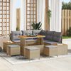 vidaXL Ensemble de canap&eacute; de jardin 9 pcs Beige Poly rotin