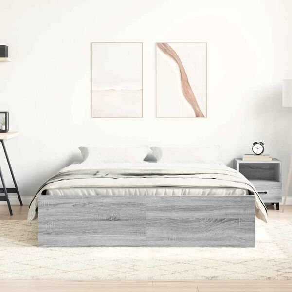 vidaXL Cadre de lit sans matelas sonoma gris 140x200 cm