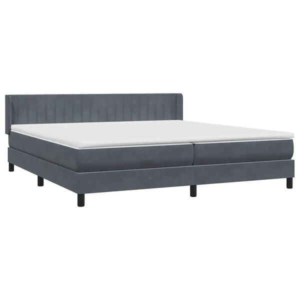 vidaXL Sommier &agrave; lattes de lit et matelas gris fonc&eacute; 180x210cm velours