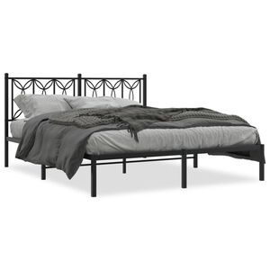 vidaXL Cadre de lit métal sans matelas et tête de lit noir 160x200 cm