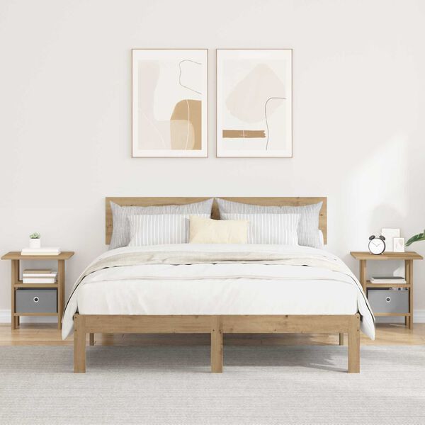 vidaXL Table de chevet 2 pcs Ch&ecirc;ne artisanal 41 x 40 x 45 cm