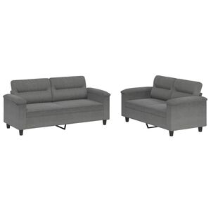 vidaXL Ensemble de canap&eacute;s 2 pcs coussins gris fonc&eacute; tissu microfibre