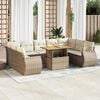 vidaXL Salon de jardin avec coussins 10 pcs beige r&eacute;sine tress&eacute;e