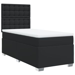vidaXL Sommier &agrave; lattes de lit avec matelas Noir 100x200 cm Similicuir