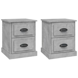 vidaXL Tables de chevet 2 pcs gris b&eacute;ton 39x39x47,5 cm bois ing&eacute;nierie
