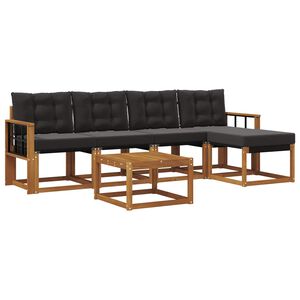 vidaXL Ensemble de canap&eacute;s d'ext&eacute;rieur 6 pcs Naturel et Noir