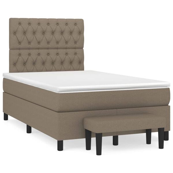 vidaXL Sommier &agrave; lattes de lit avec matelas taupe 120x190 cm tissu