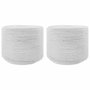vidaXL Fil de coton 2 pc 2 mm 100 m Blanc 100% Coton