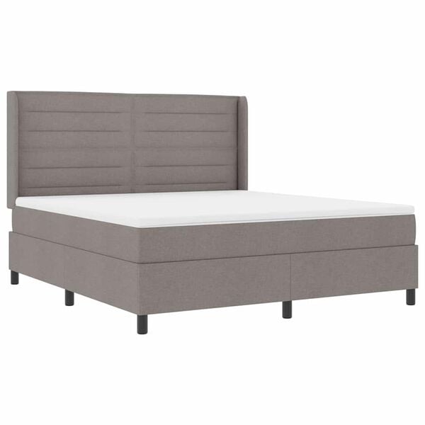 vidaXL Lit &agrave; ressorts avec matelas Taupe 180 x 200 cm tissu