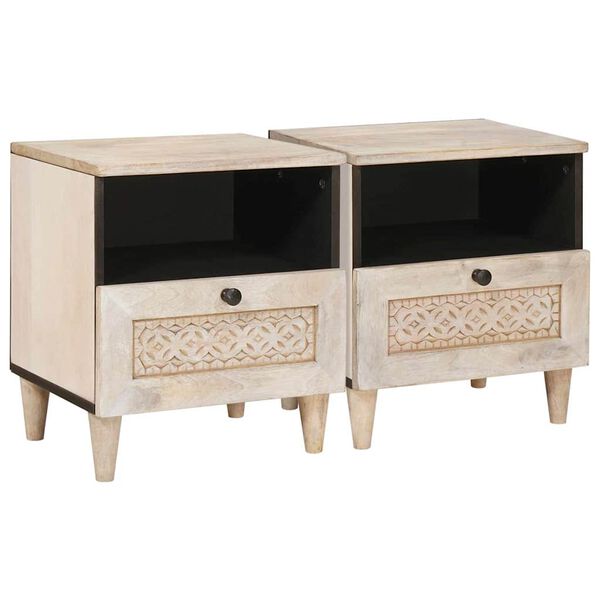 vidaXL Cabinet de chevet avec tiroir 2 pcs Beige 40 x 33 x 46 cm
