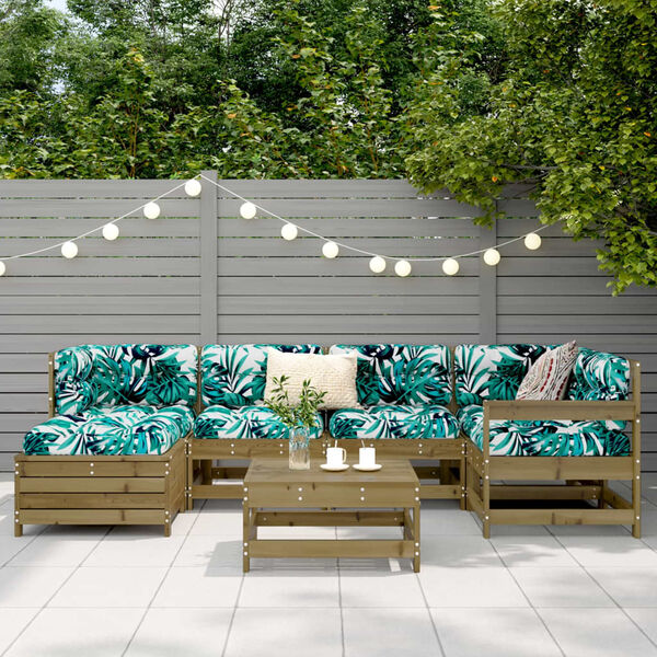 vidaXL Salon de jardin 7 pcs bois de pin imprégné