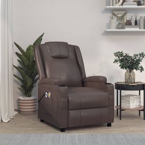 vidaXL Fauteuil de massage Marron Similicuir