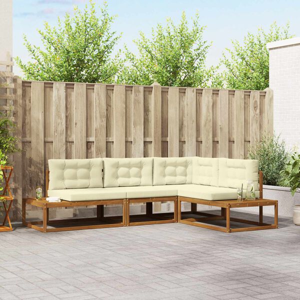 vidaXL Ensemble de canap&eacute;s d'ext&eacute;rieur 4 Pi&egrave;ce Naturel et Cr&egrave;me