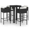 vidaXL Ensemble de bar de jardin 5 pcs et coussins R&eacute;sine tress&eacute;e Noir