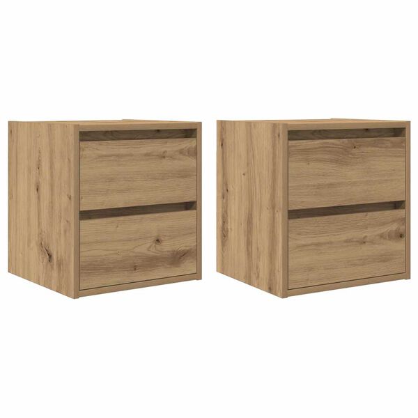 vidaXL Tables de chevet murales 2 pcs ch&ecirc;ne artisanal 38x34x40 cm