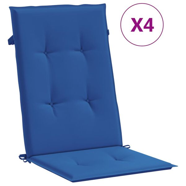 vidaXL Coussins de chaise de jardin &agrave; dossier haut lot de 4 bleu royal