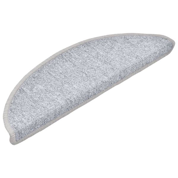 vidaXL Tapis d'escalier 10 pi&egrave;ces 56 x 17 x 3 cm Gris clair Demi-rond