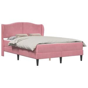 vidaXL Cadre de lit avec t&ecirc;te de lit Rose 140 x 190 cm Velours