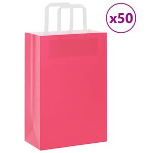 vidaXL Sacs en papier 50 pcs avec poign&eacute;es rose 21x11x31 cm