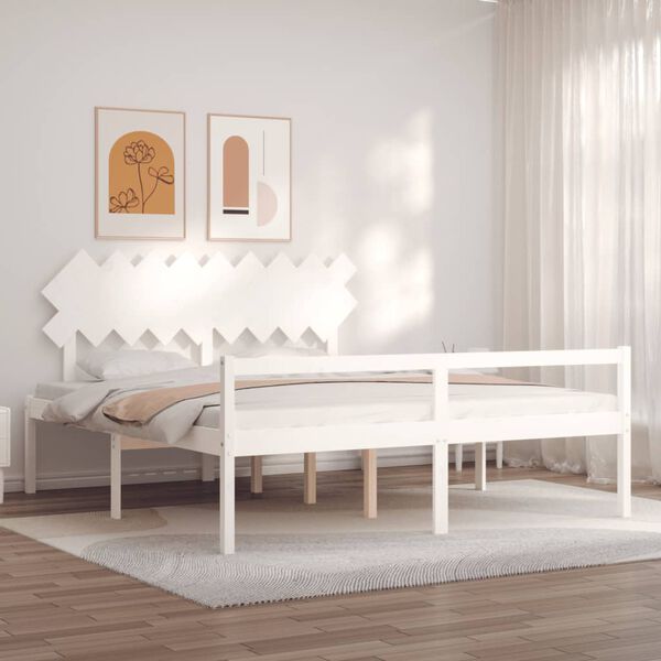 vidaXL Lit pour personne &acirc;g&eacute;e sans matelas blanc bois massif
