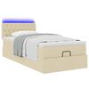 vidaXL Lit ottoman avec matelas et LED cr&egrave;me 90x200 cm tissu