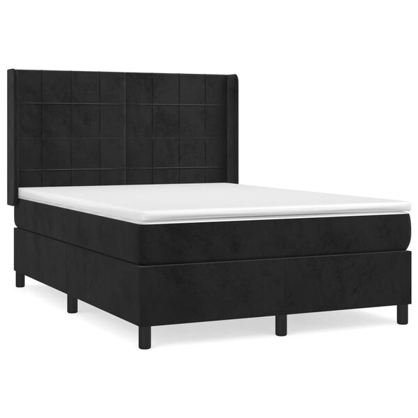 vidaXL Sommier &agrave; lattes de lit avec matelas Noir 140x200 cm Velours
